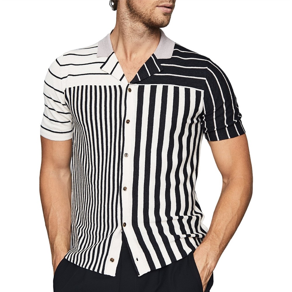 Reiss Orso Stripped Cuban Collar Shirt